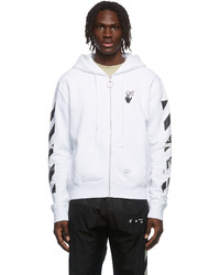 Off-White White Caravaggio Arrow Over Zip Up Hoodie