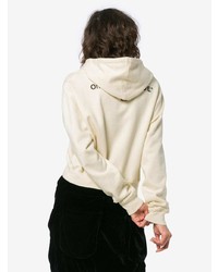 Off-White White Ed Cropped Long Sleeve Cotton Hoodie