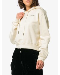 Off-White White Ed Cropped Long Sleeve Cotton Hoodie