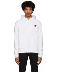 Comme Des Garcons Play White Layered Double Heart Hoodie