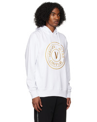 VERSACE JEANS COUTURE White V Emblem Hoodie