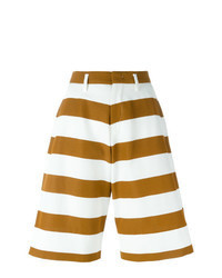 White Horizontal Striped Bermuda Shorts