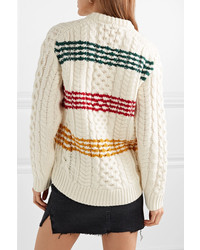 Rag & Bone Mindy Striped Cable Knit Wool Sweater