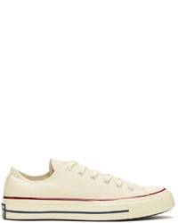 White Horizontal Striped Canvas Low Top Sneakers
