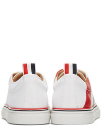 Thom Browne White Stripe Straight Toe Cap Sneakers