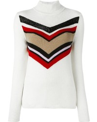 White Horizontal Striped Cashmere Sweater