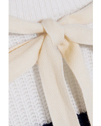 Joseph Bow Detailed Striped Cashmere Sweater White