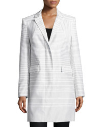 White Horizontal Striped Coat