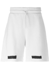 White Horizontal Striped Cotton Shorts
