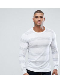 ASOS DESIGN Asos Tall Striped Cotton Jumper In White And Grey