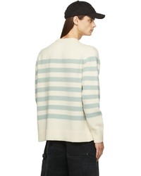 Acne Studios Beige Green Wool Striped Patch Sweater