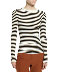 A.L.C. Harmon Ribbed Striped Wool Blend Sweater Whiteblack