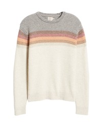 Faherty Herringbone Stripe Wool Crewneck Sweater