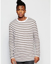 Asos Longline Stripe Sweater With Split Hem