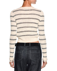 Giorgio Armani Striped Crewneck Sweater Off White