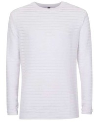 Topman White Horizontal Sheer Stripe Sweater