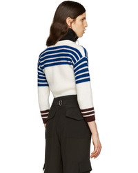 Raf Simons White Wool Stripes Sweater