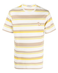 MAISON KITSUNÉ Fox Embroidered Striped T Shirt