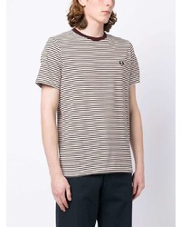 Fred Perry Logo Embroidery Striped Cotton T Shirt