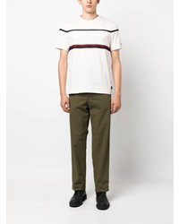 Tommy Hilfiger Logo Print Striped Cotton T Shirt