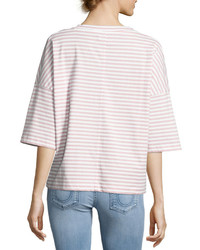 MiH Jeans Mih Striped Oversized Tee Whiteair Pink