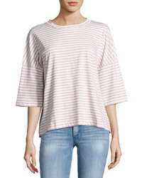 MiH Jeans Mih Striped Oversized Tee Whiteair Pink