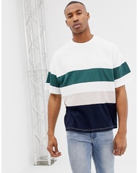 ASOS DESIGN Oversized Longline T Shirt With Colour Block In White