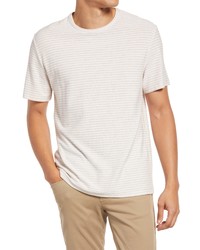 Vince Plaited Stripe Crewneck T Shirt In Off Whiterustic Can At Nordstrom