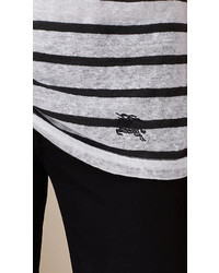 Burberry Pocket Detail Striped Linen T Shirt
