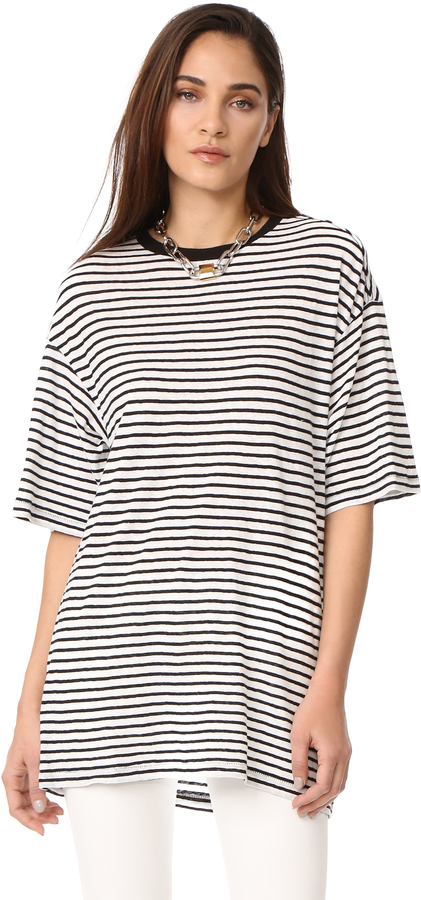 R 13 R13 Oversized Striped Boyfriend Tee 275 shopbop