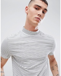 ASOS DESIGN Stripe Muscle Fit T Shirt With Turtle Neck