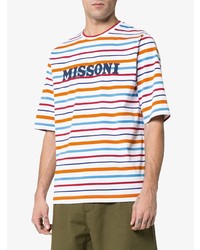 Missoni Stripe Print Logo Embellished Cotton T Shirt