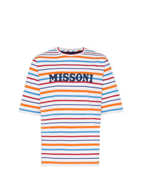 Missoni Stripe Print Logo Embellished Cotton T Shirt