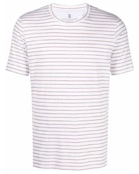 Brunello Cucinelli Stripe Print Round Neck T Shirt