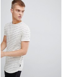 D-struct Striped Curved Hem Long Line Slub Jersey T Shirtblack