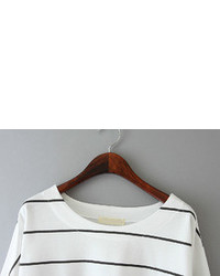Striped Loose White And Black T Shirt