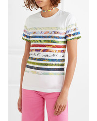 Rosie Assoulin Swarovski Embellished Striped Cotton Jersey T Shirt