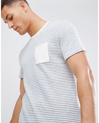 Celio T Shirt In Stripe With Pocket In White