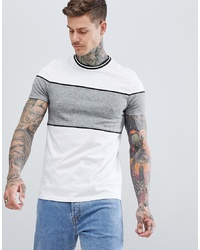 ASOS DESIGN T Shirt With Contrast Twisted Jersey Panels And Tipping In White