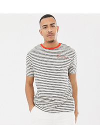 ASOS DESIGN Tall Relaxed Stripe T Shirt In Towelling With Cest La Vie Embroidery