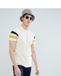 ASOS DESIGN Tall T Shirt In Towelling With Contrast Sleeve Panels In Ecru