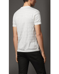Burberry Textured Stripe Cotton T Shirt