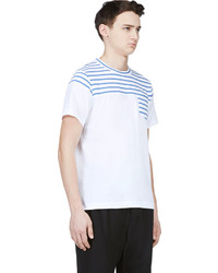 Sacai White Blue Striped T Shirt