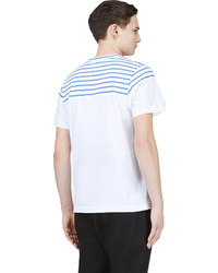 Sacai White Blue Striped T Shirt