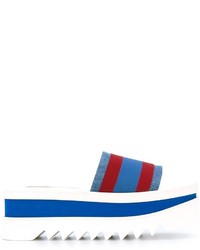 White Horizontal Striped Flat Sandals