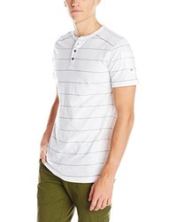 White Horizontal Striped Henley Shirt