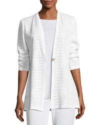 Misook Textured Stripe Knit Long Jacket Plus Size