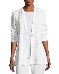 Misook Textured Stripe Knit Long Jacket Plus Size