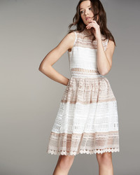Alexis Sleeveless Fit Flare Lace Dress Whitepink
