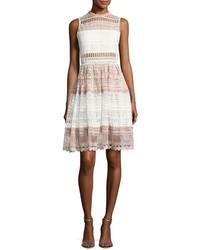 Alexis Sleeveless Fit Flare Lace Dress Whitepink